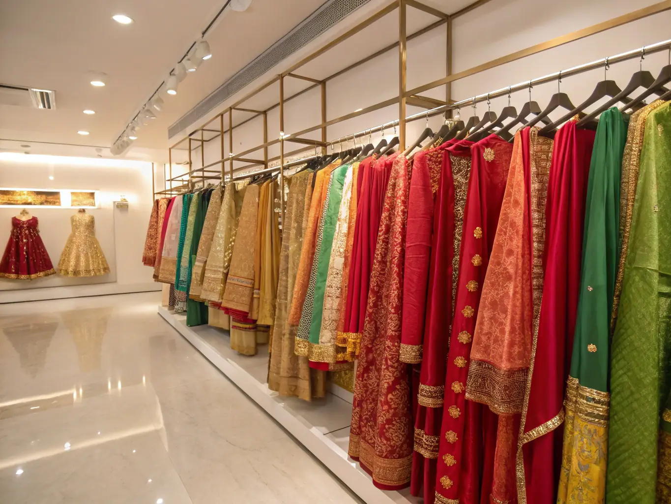 A selection of Indian ethnic fabrics, such as sarees, dupattas, and kurta fabrics, arranged elegantly to highlight their intricate designs and cultural significance.